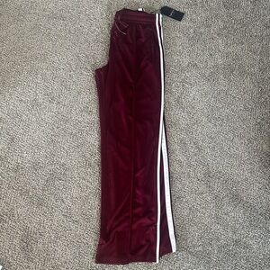 Maroon Track Pants with White Side Stripe